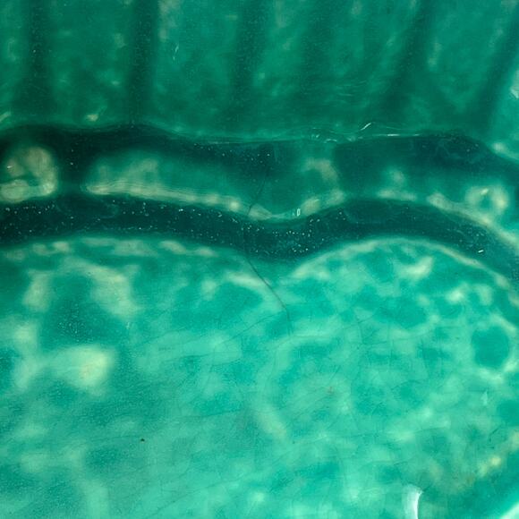 McCoy Pottery Oval Planter Green Bamboo Leaf USA Vintage Mid Century Signed 12” - Picture 13 of 13